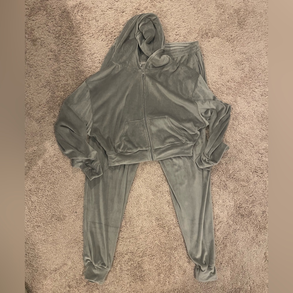 SKIMS Women's Gray Velour Jogger Set